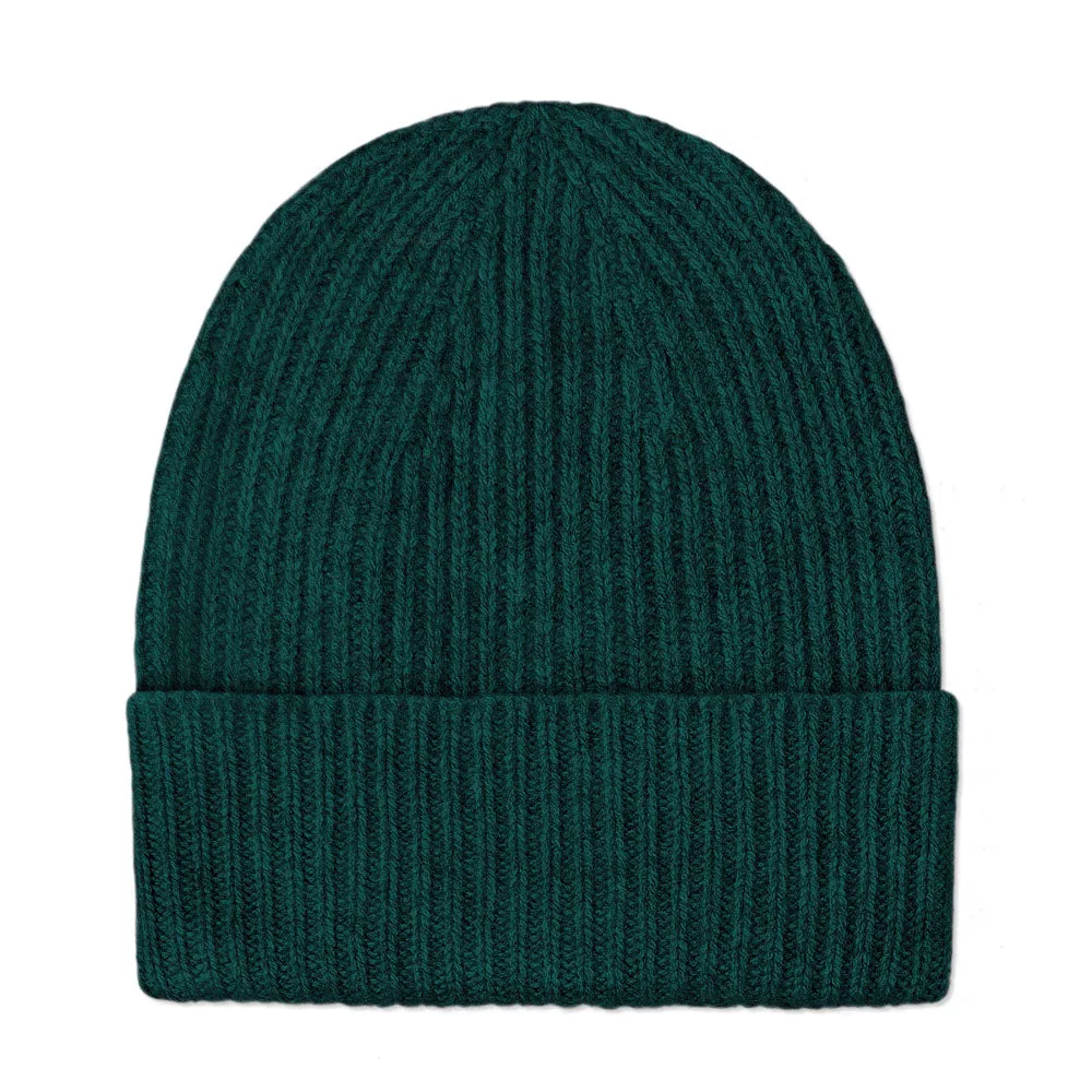 100% Cashmere Ribbed Beanie Hat