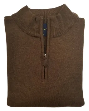 1/4 Zip Mock Vest in Brown Heather Cotton Blend