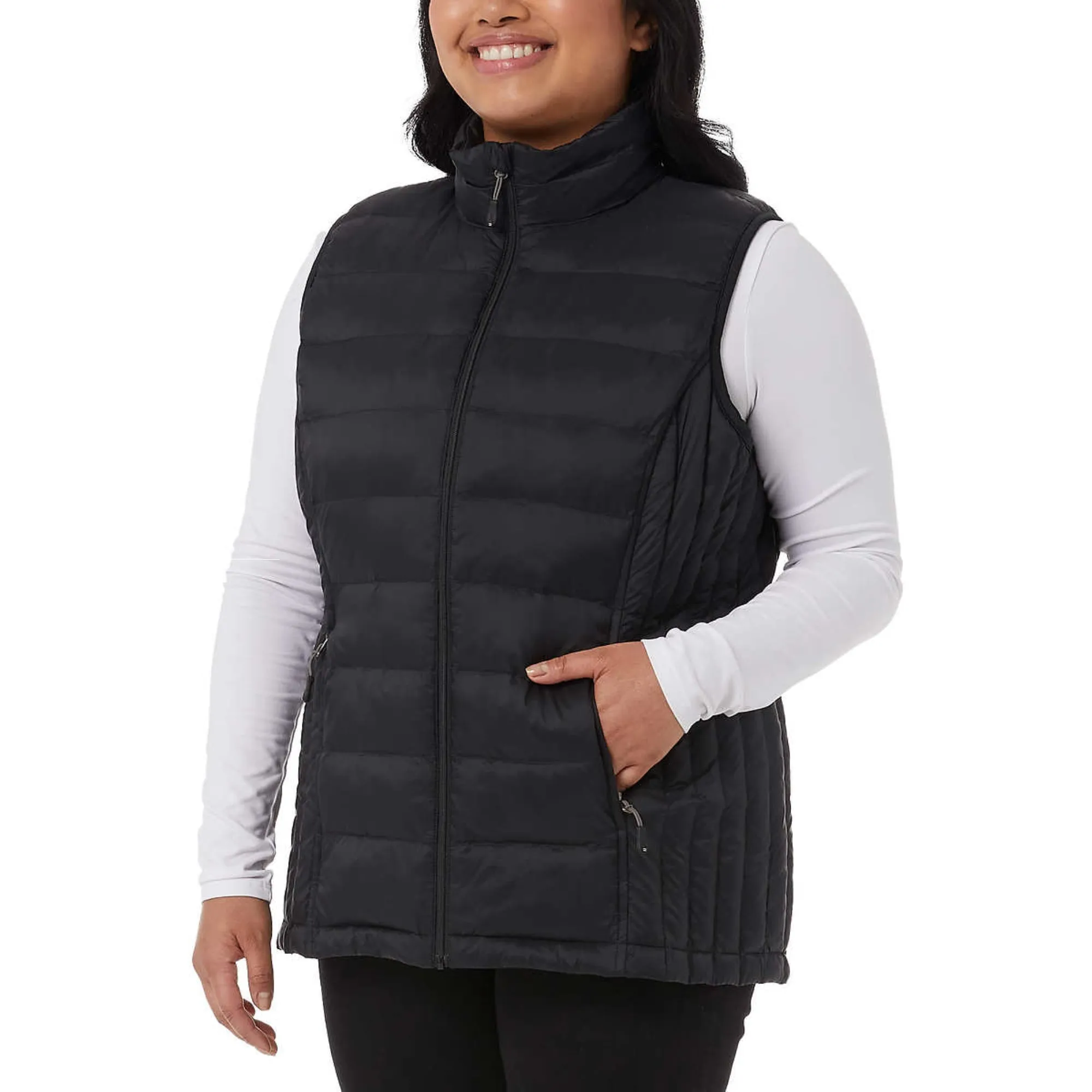 32 Degrees Quilted Stand-up Collar Lightweight Warmth Full Zip Vest