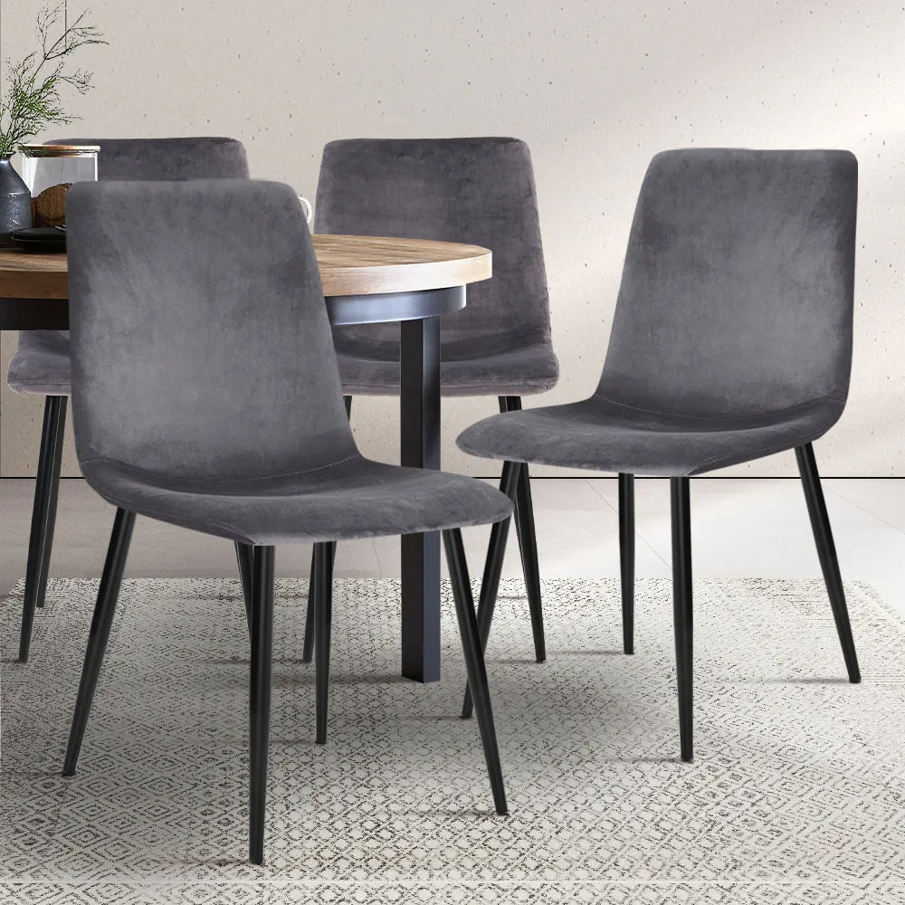 4x Dining Chairs Soft Velvet Set Of Chair Modern Seat Cafe Home- Grey