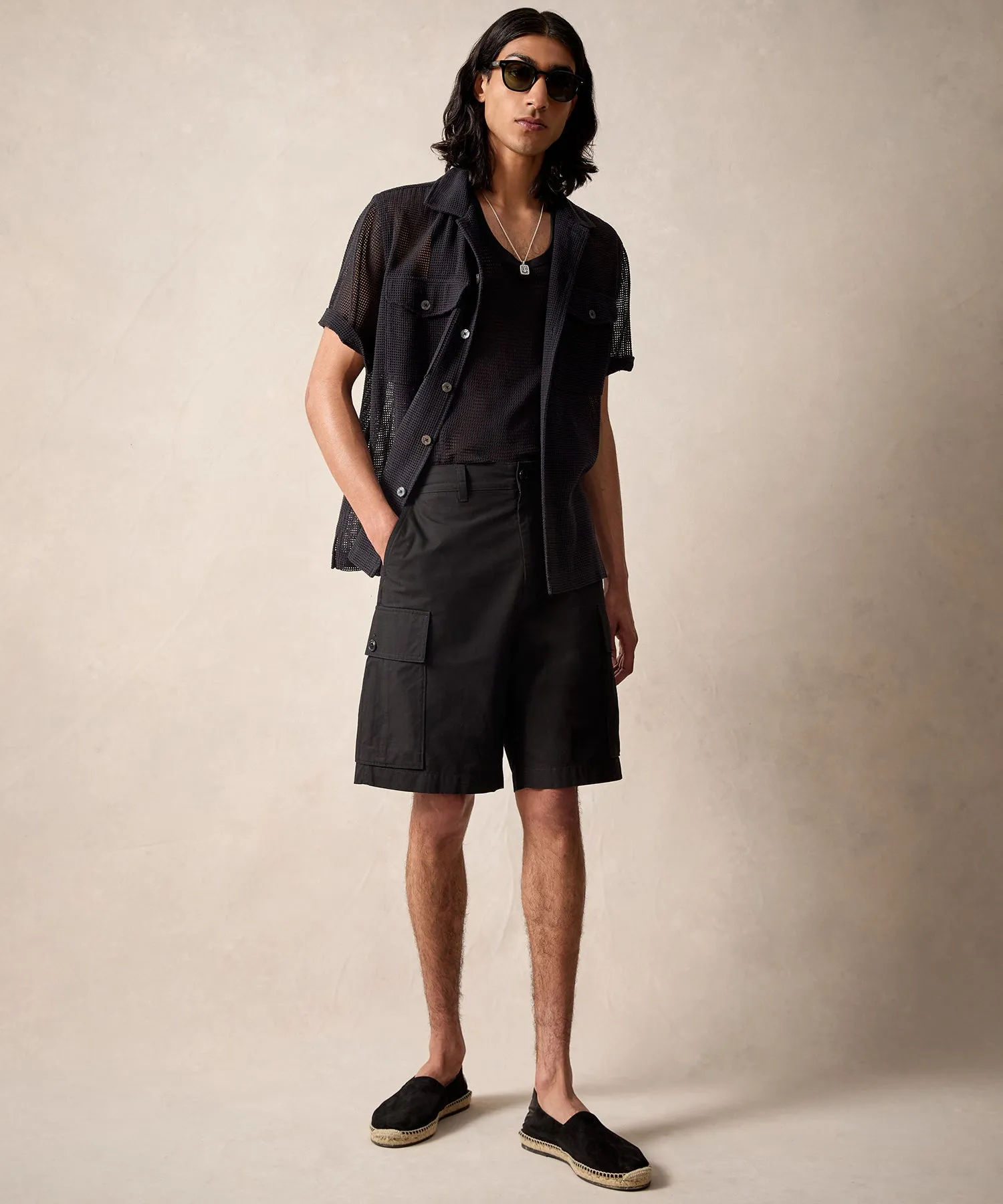 9" Japanese Ripstop Cargo Short in Black