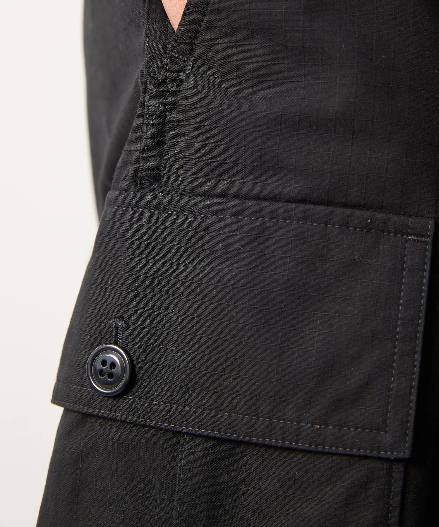 9" Japanese Ripstop Cargo Short in Black