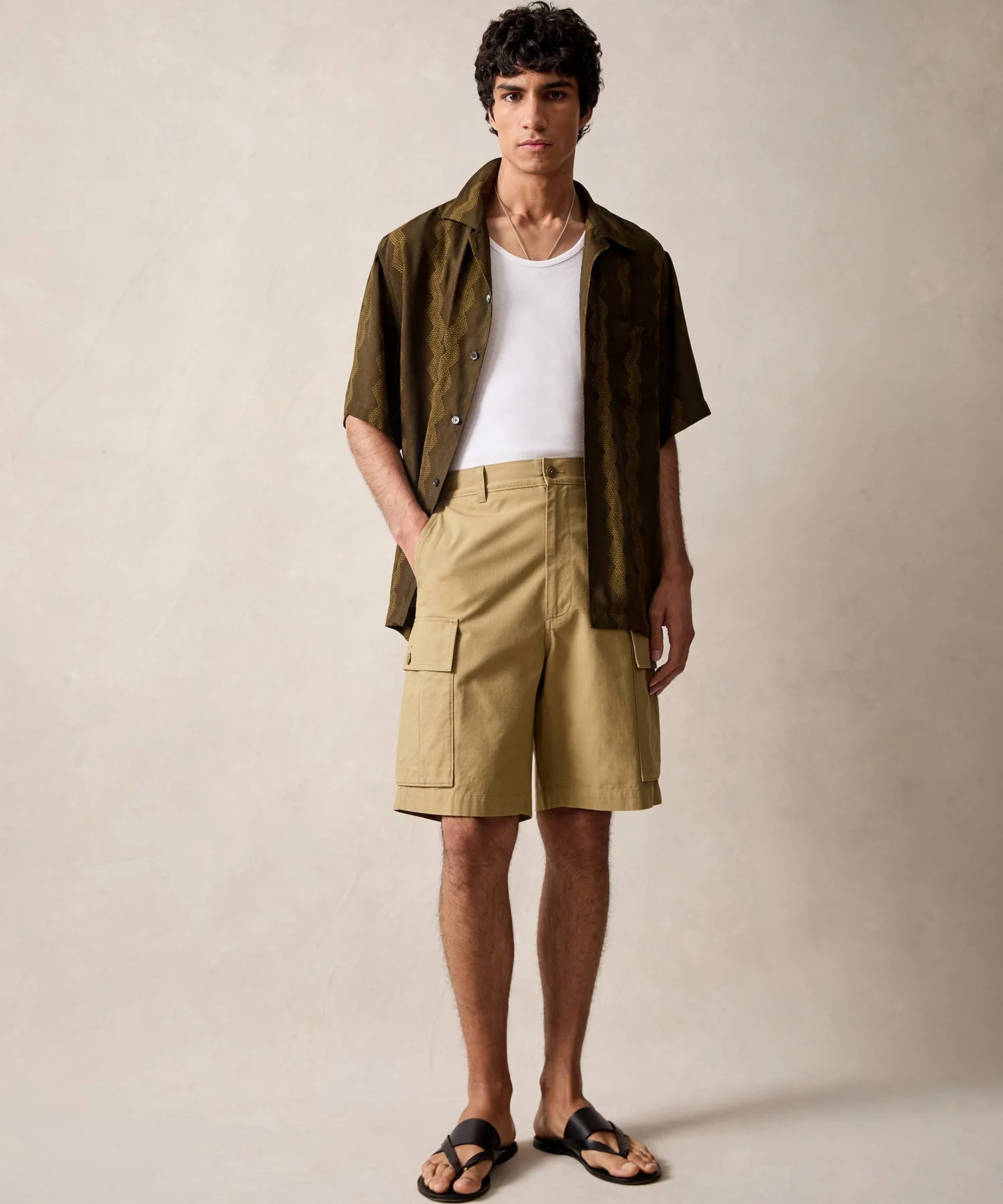 9" Japanese Ripstop Cargo Short in Khaki