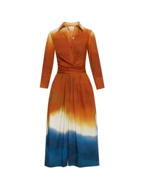 Abstract Ombré Cotton Poplin Dress