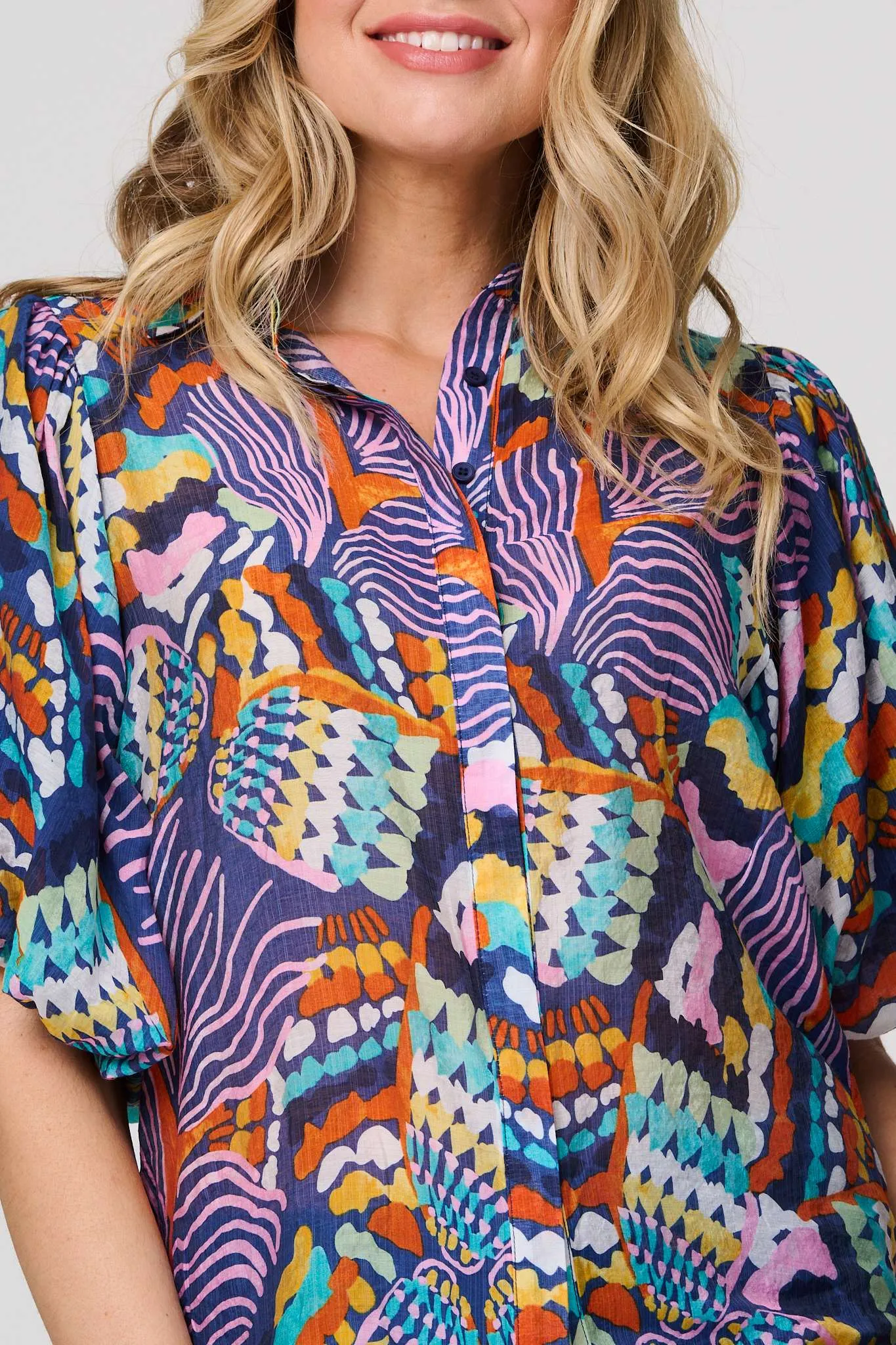 Abstract Puff 1/2 Sleeve Shirt