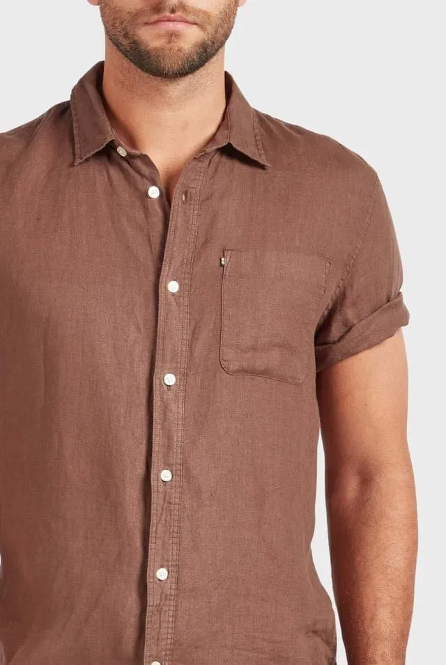 Academy Brand Men's Hampton Linen Short Sleeve Shirt - Bison