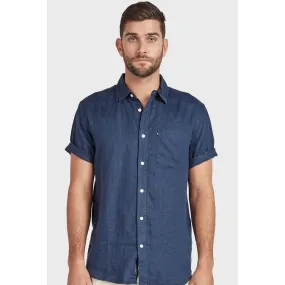 Academy Brand Men's Hampton Linen Short Sleeve Shirt - Navy