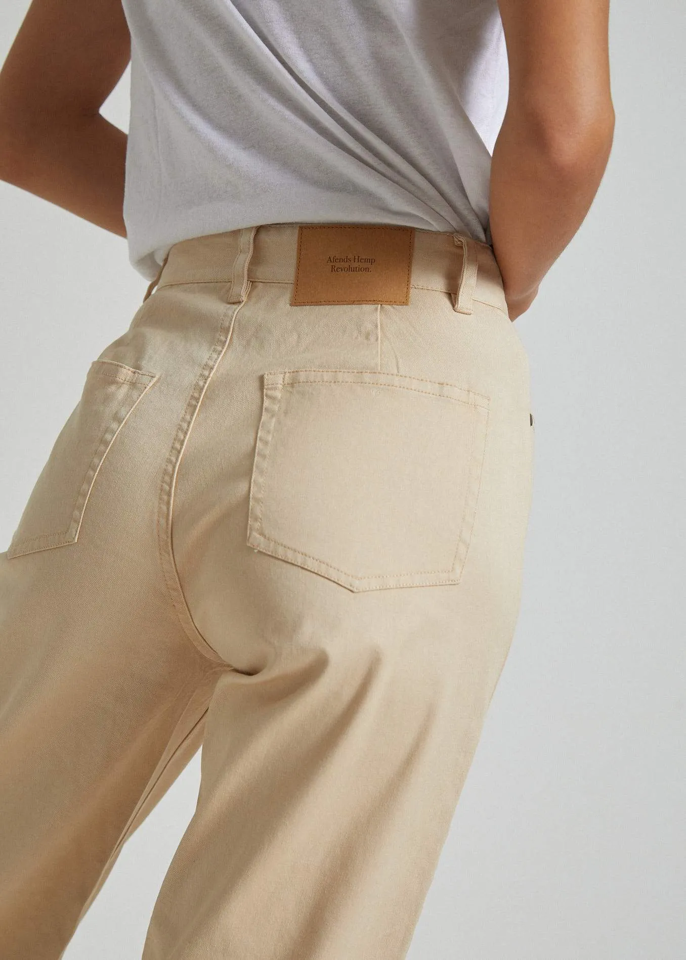 Afends Womens Shelby - Hemp High Waist Wide Leg Pants - Dirty Beige