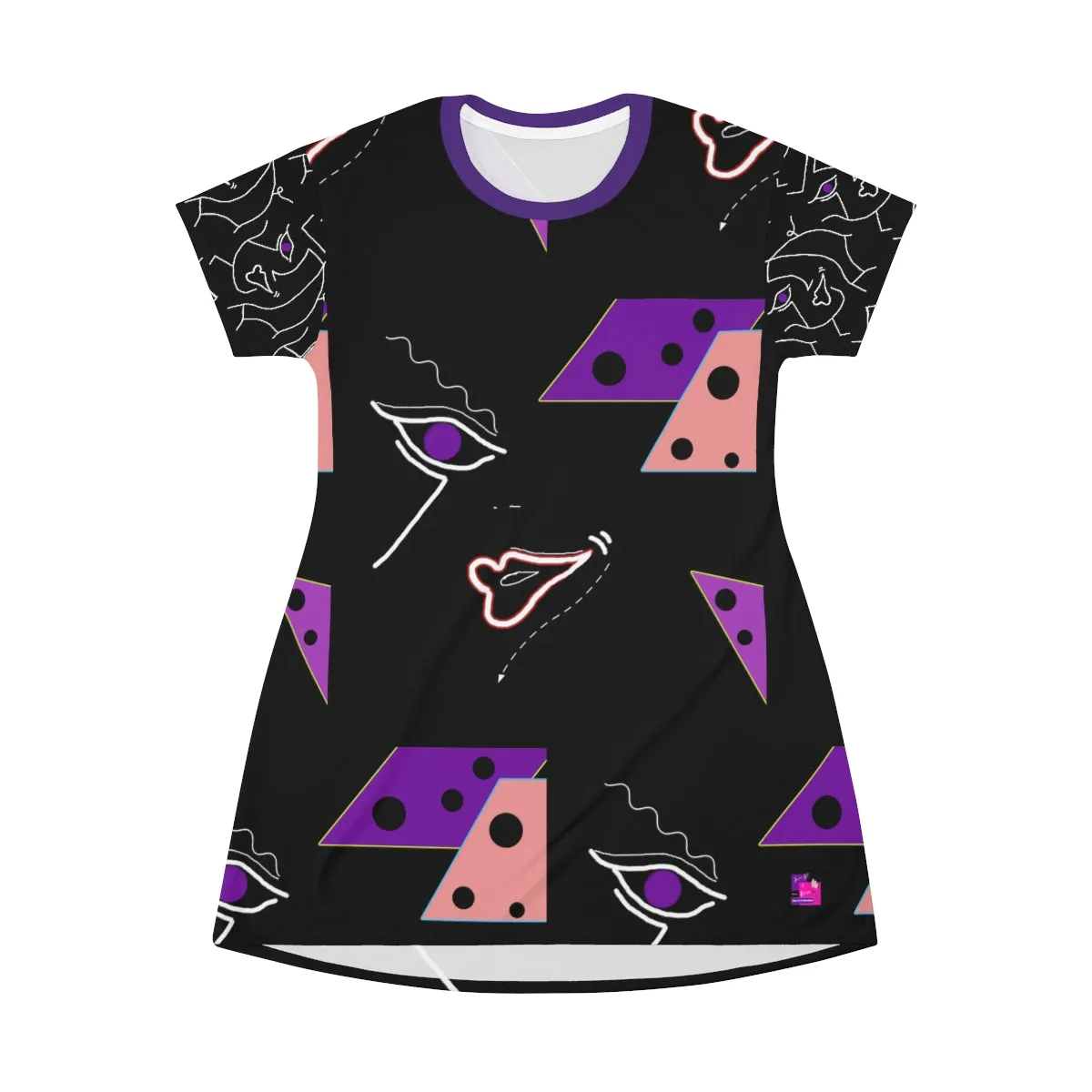 All Over Print T-Shirt Dress FACE DOODLES