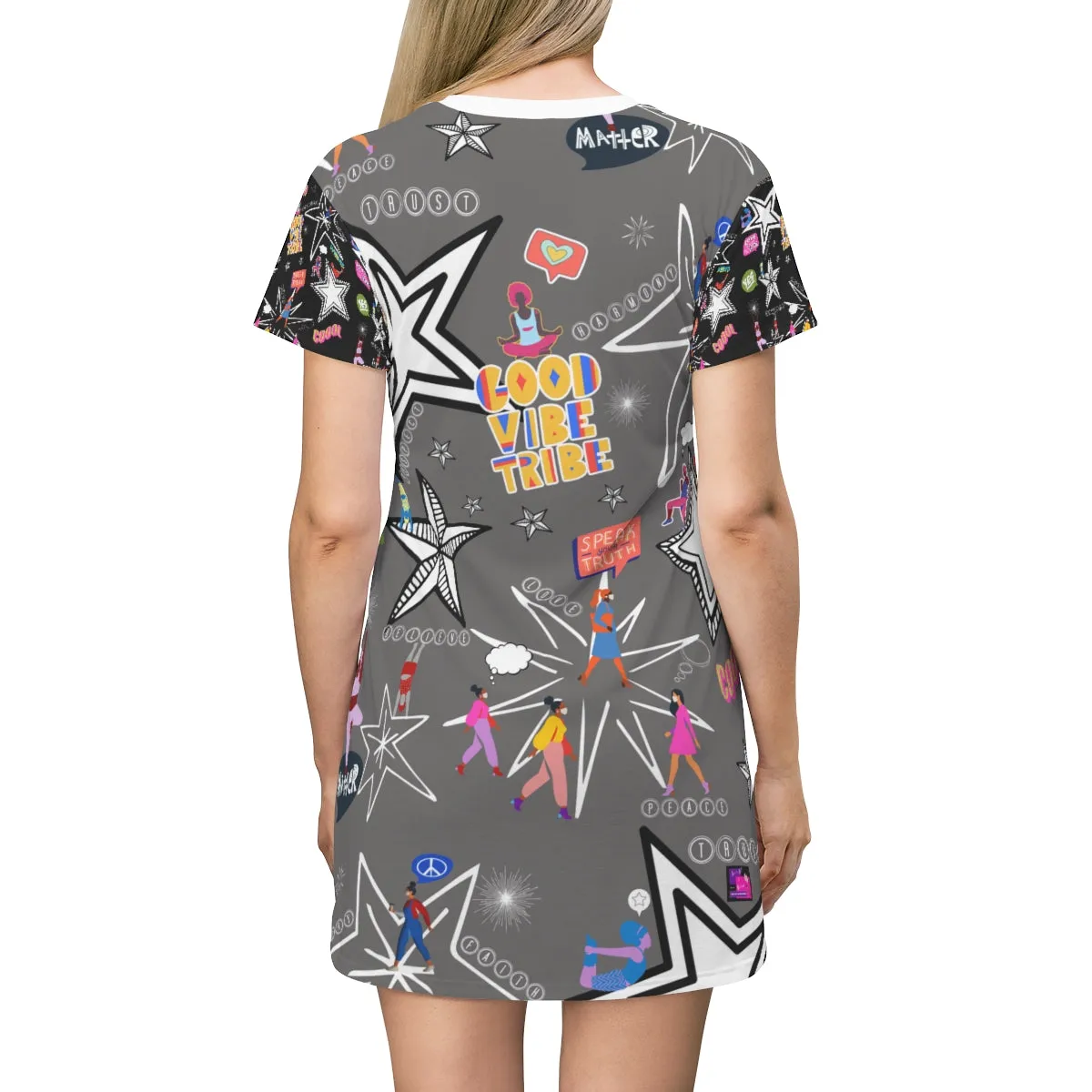 All Over Print T-Shirt Dress GOOD VIBE TRIBE