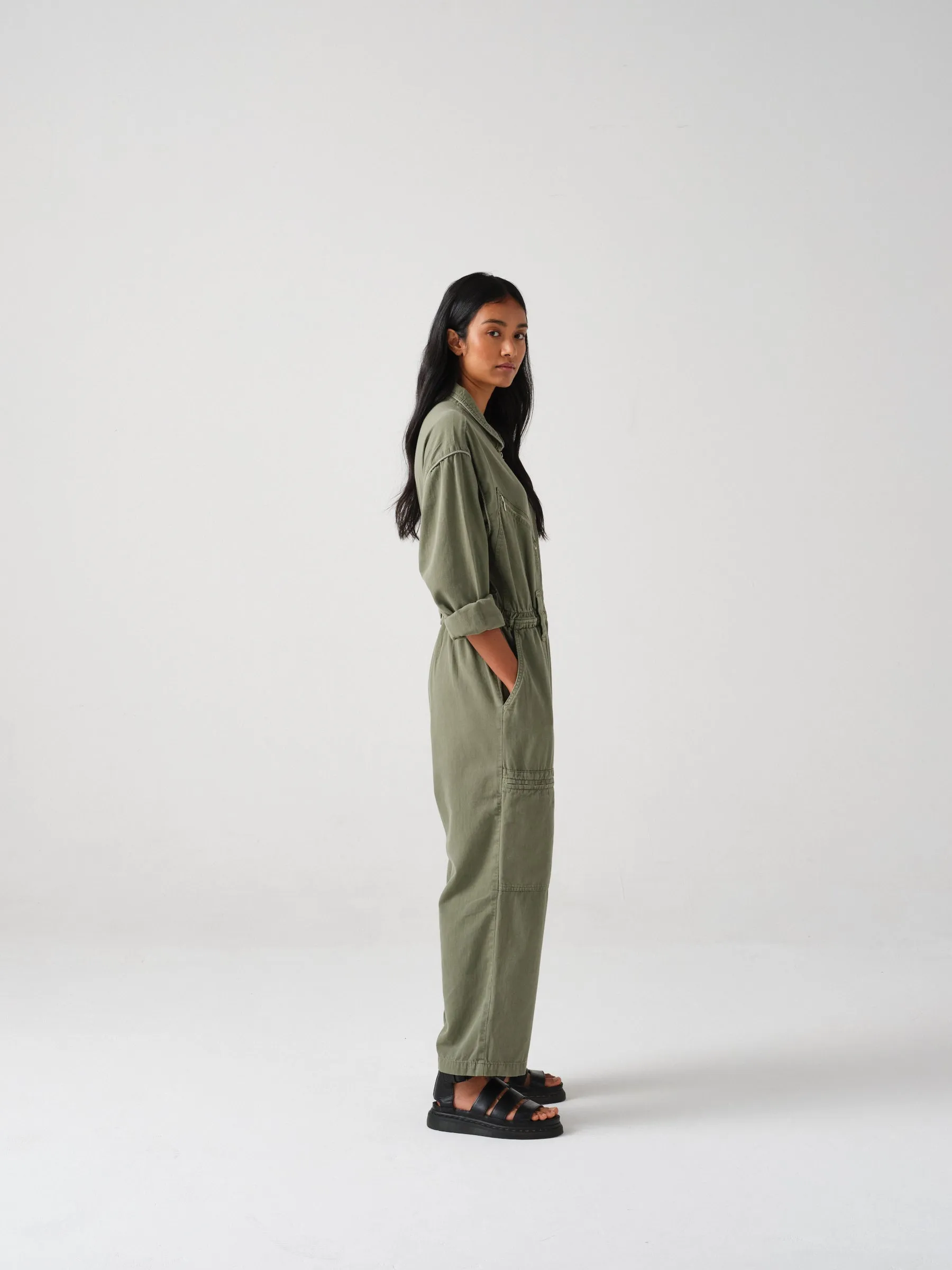 Amelia All in One in Moss Denim