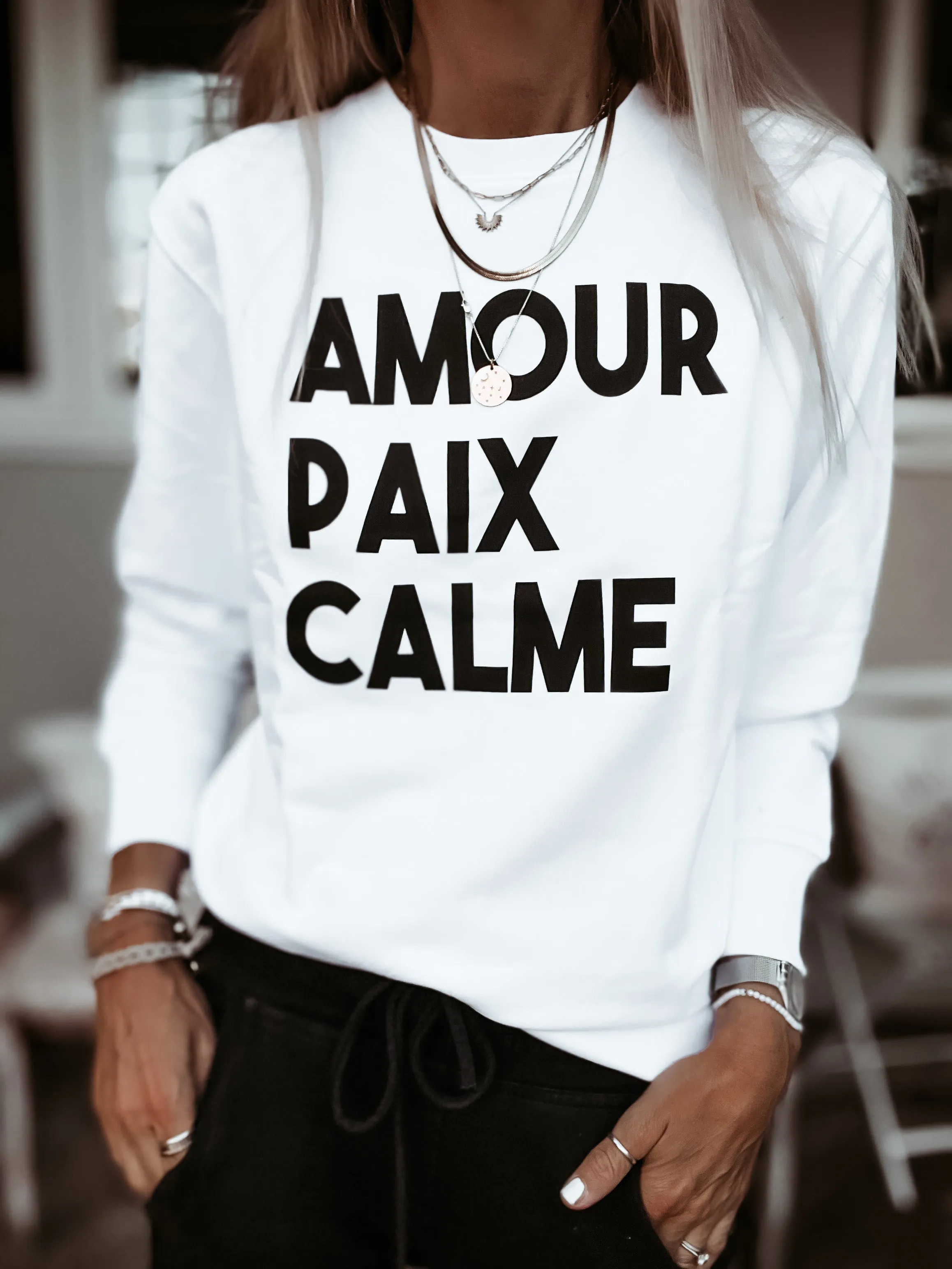 AMOUR PAIX CALME WHITE sweatshirt *NEW*