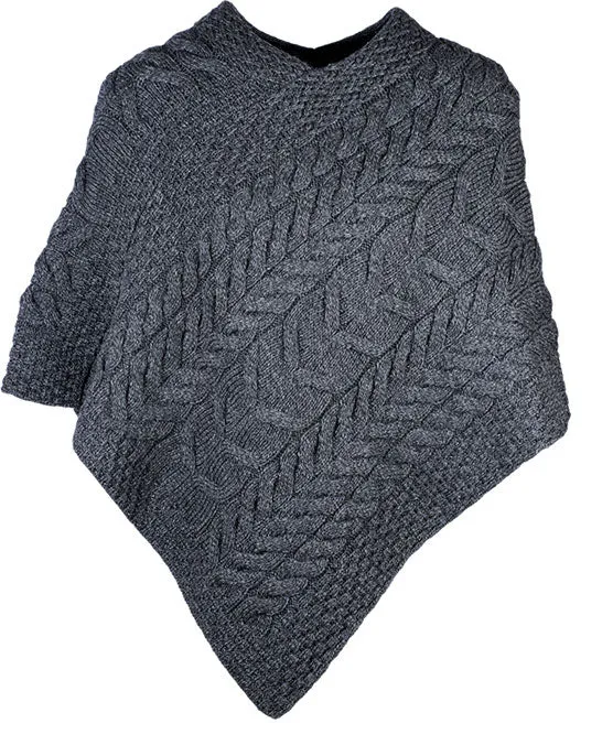 Aran Merino Wool Knit Poncho