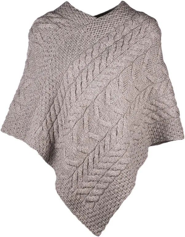 Aran Merino Wool Knit Poncho