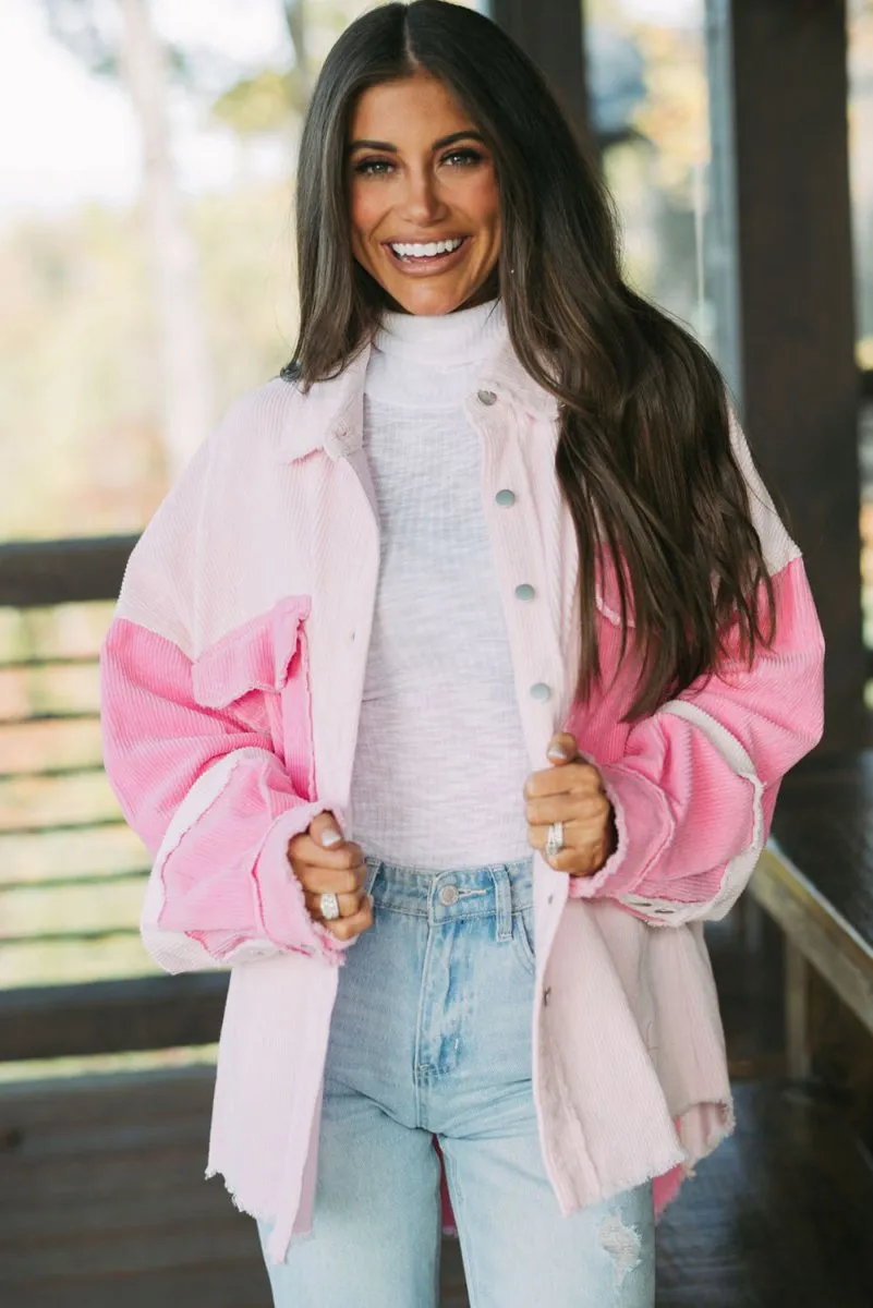 Arianna Two-tone Pink Corduroy Shacket