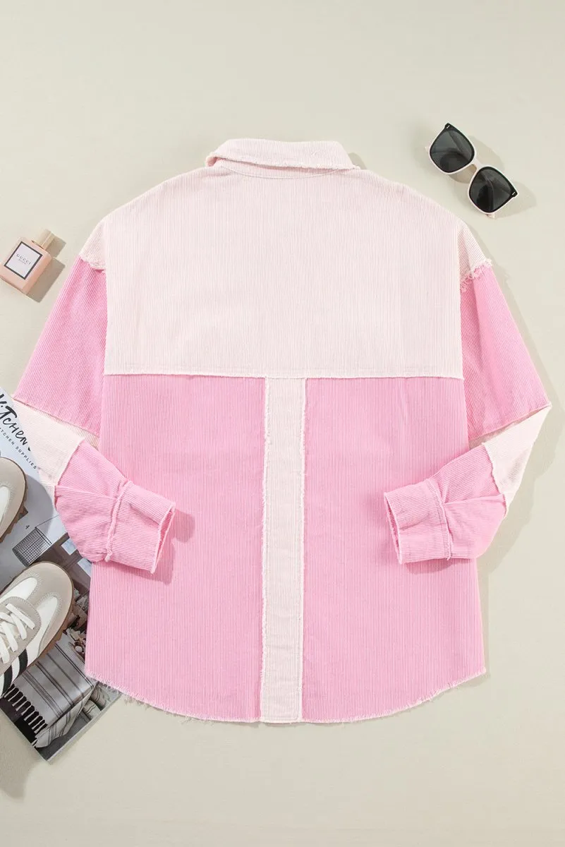 Arianna Two-tone Pink Corduroy Shacket