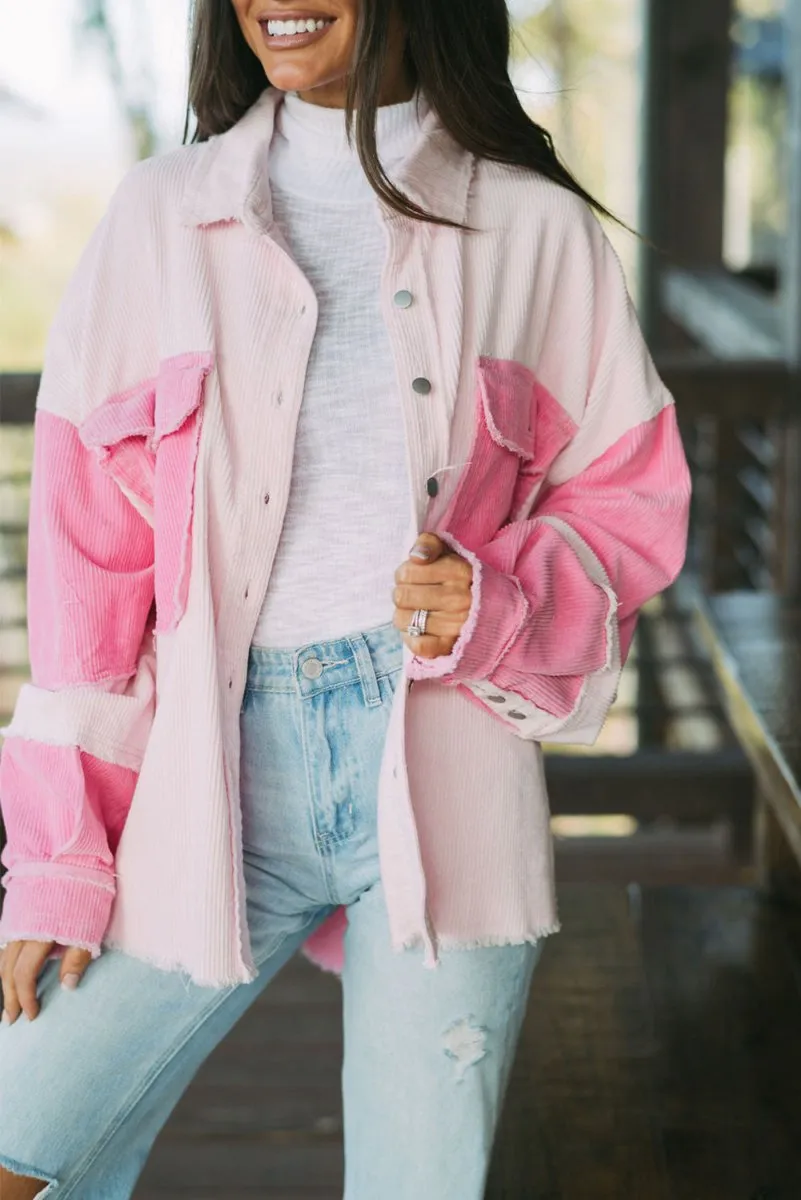 Arianna Two-tone Pink Corduroy Shacket