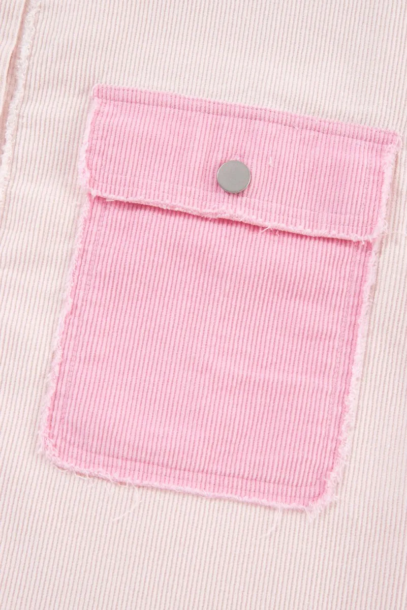 Arianna Two-tone Pink Corduroy Shacket