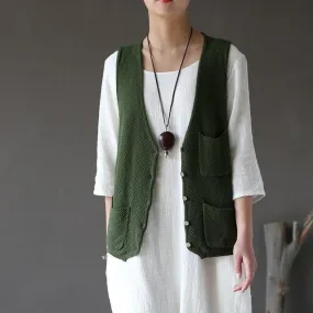 Army Green Casual Knitted Vest