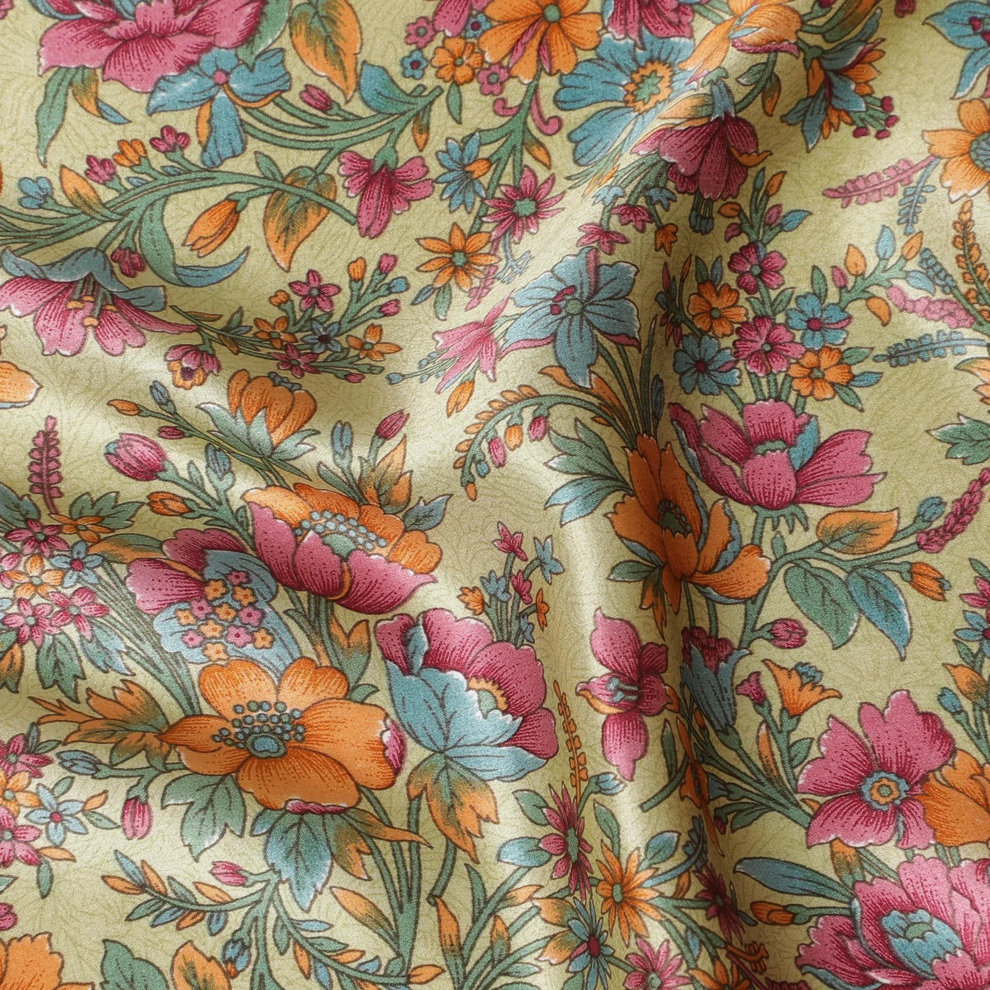 Autumn Harvest Silk Satin Fabric - 110cm Wide -D18288