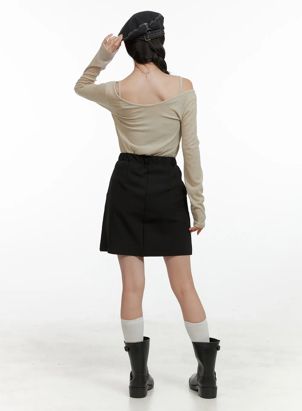 Back Banded Mini Skirt OL411