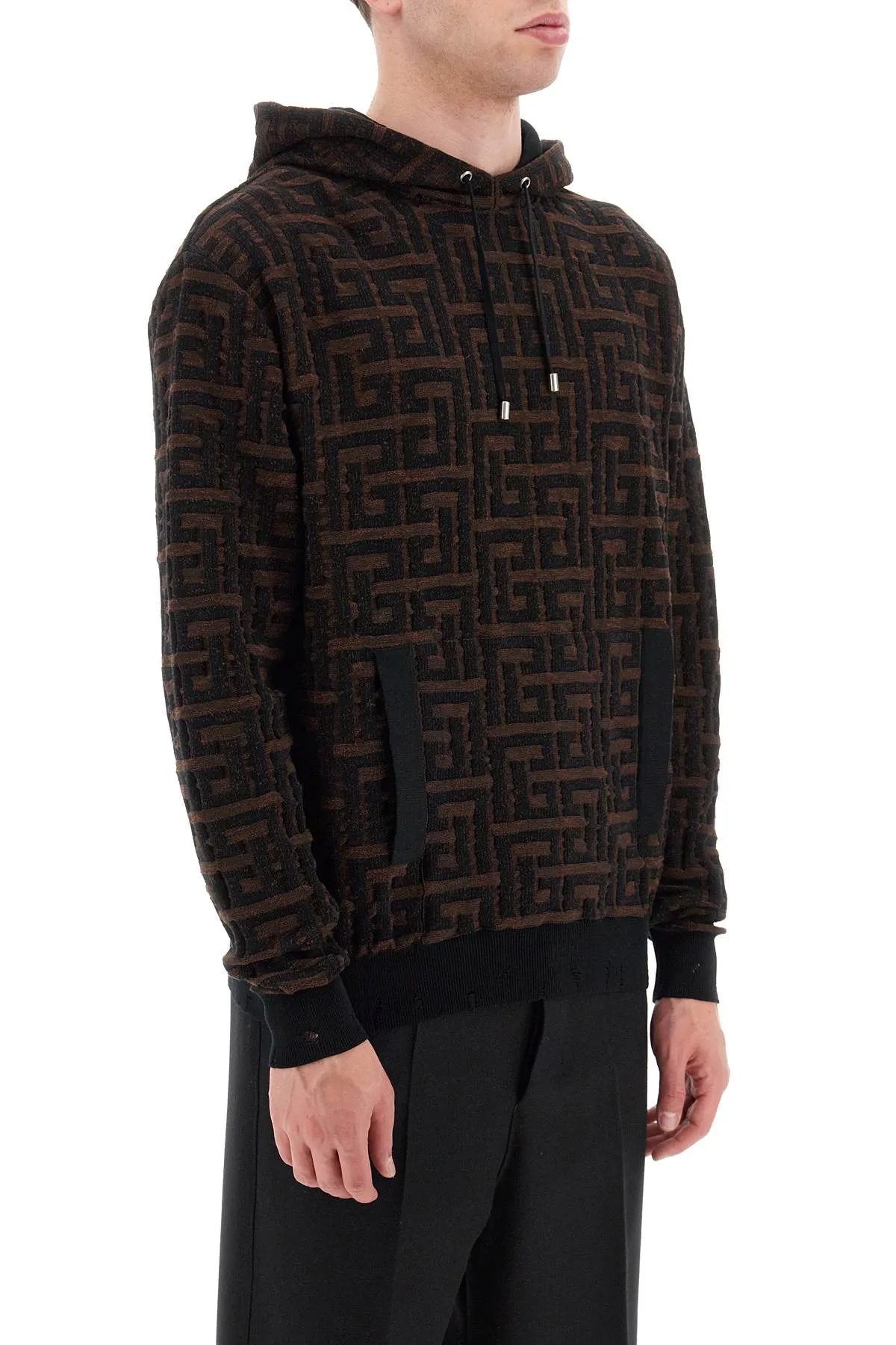 Balmain monogram knit hoodie