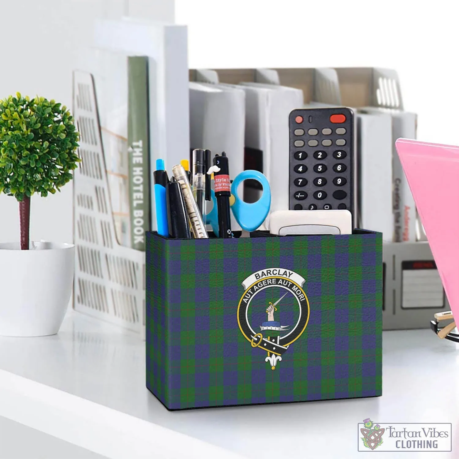 Barclay Tartan Pen Holder with Family Crest