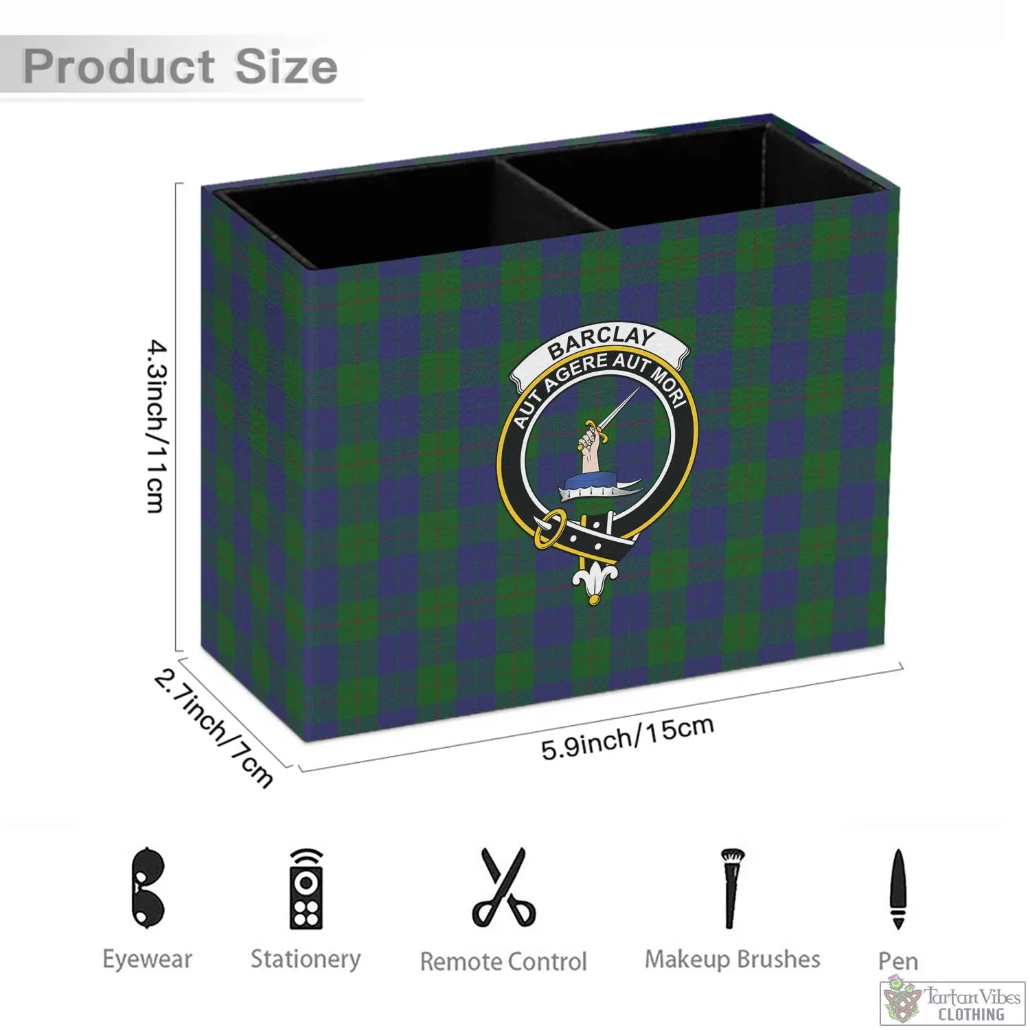 Barclay Tartan Pen Holder with Family Crest