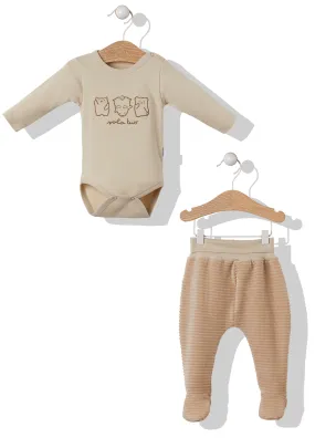 Bebetto Bodysuit and Leggings Set Beige 2-Piece (0-9mths)