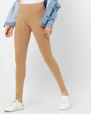 Beige Ankle length leggings