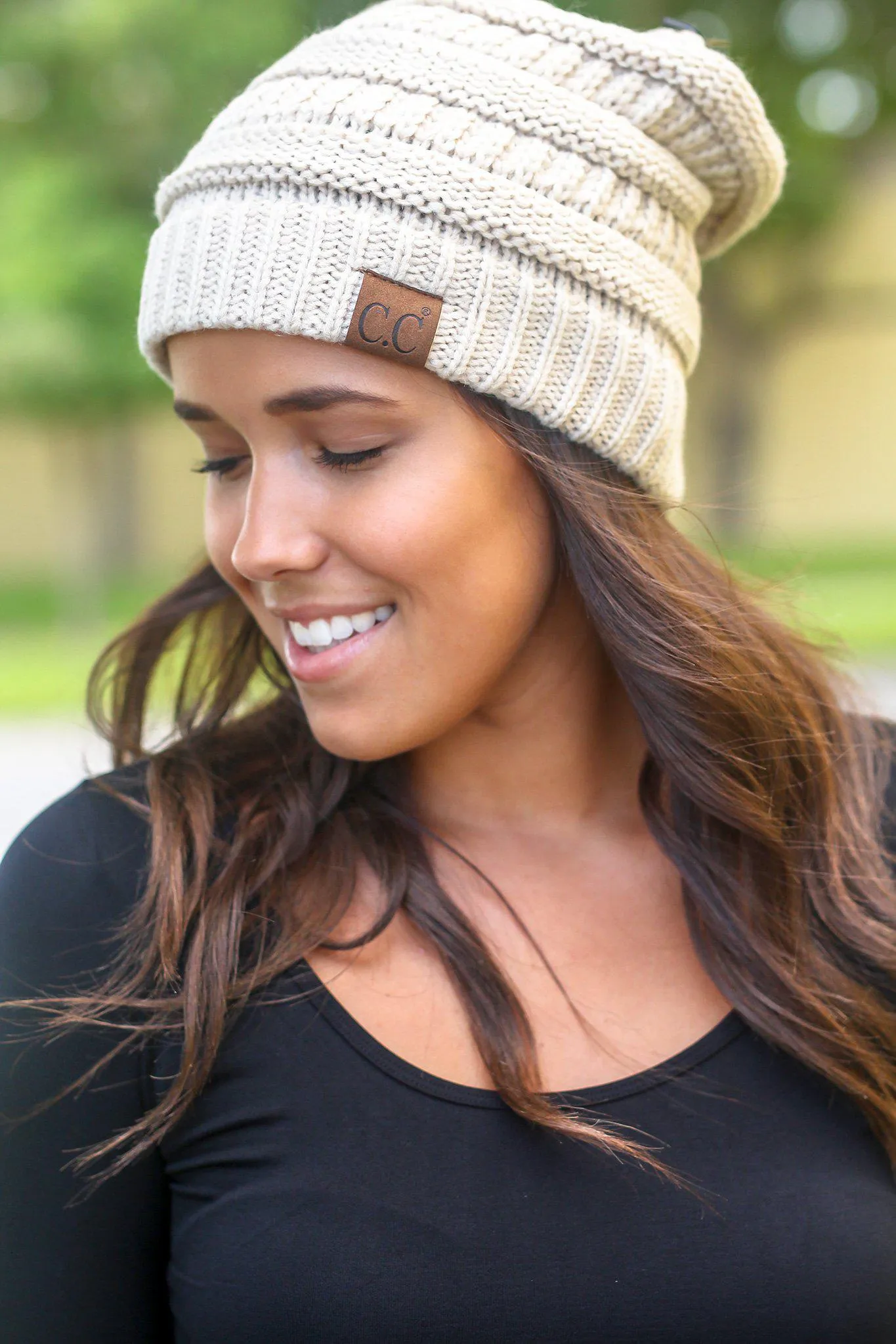 Beige Knit Beanie