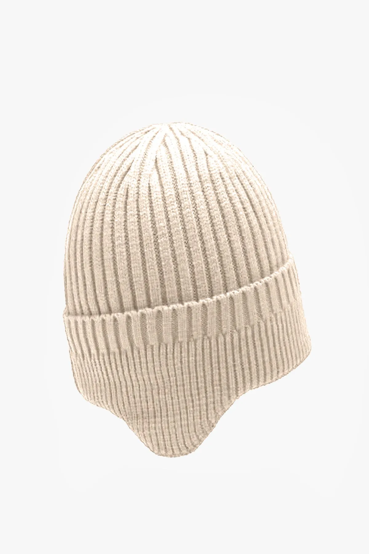 Beige Knitted Earflap Beanie - W22 - UBH0003