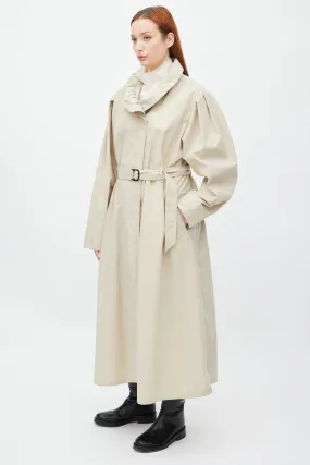 Beige Ruffle Dipanima Trench Coat