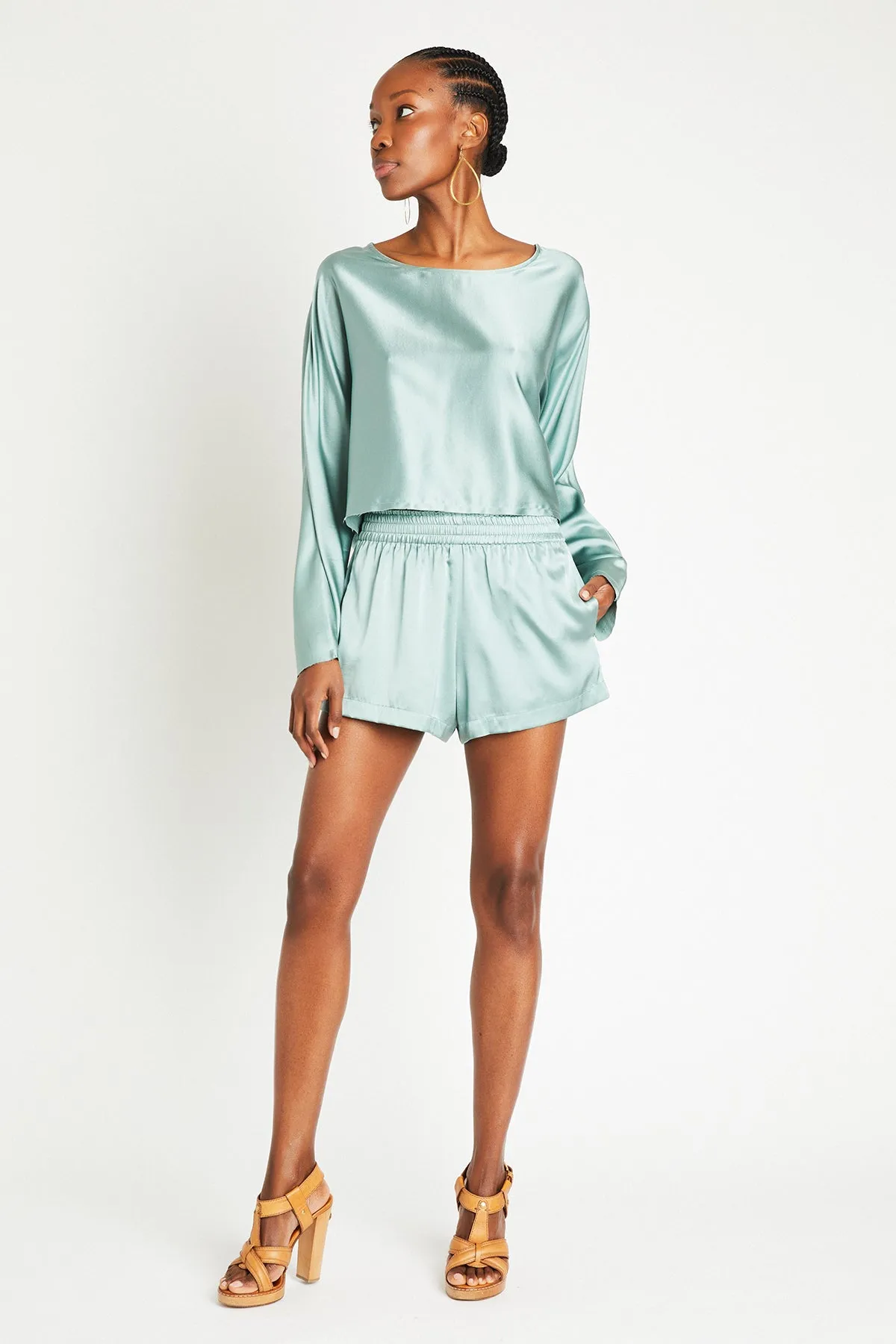   Beryll Awar Silk Shorts | Mint