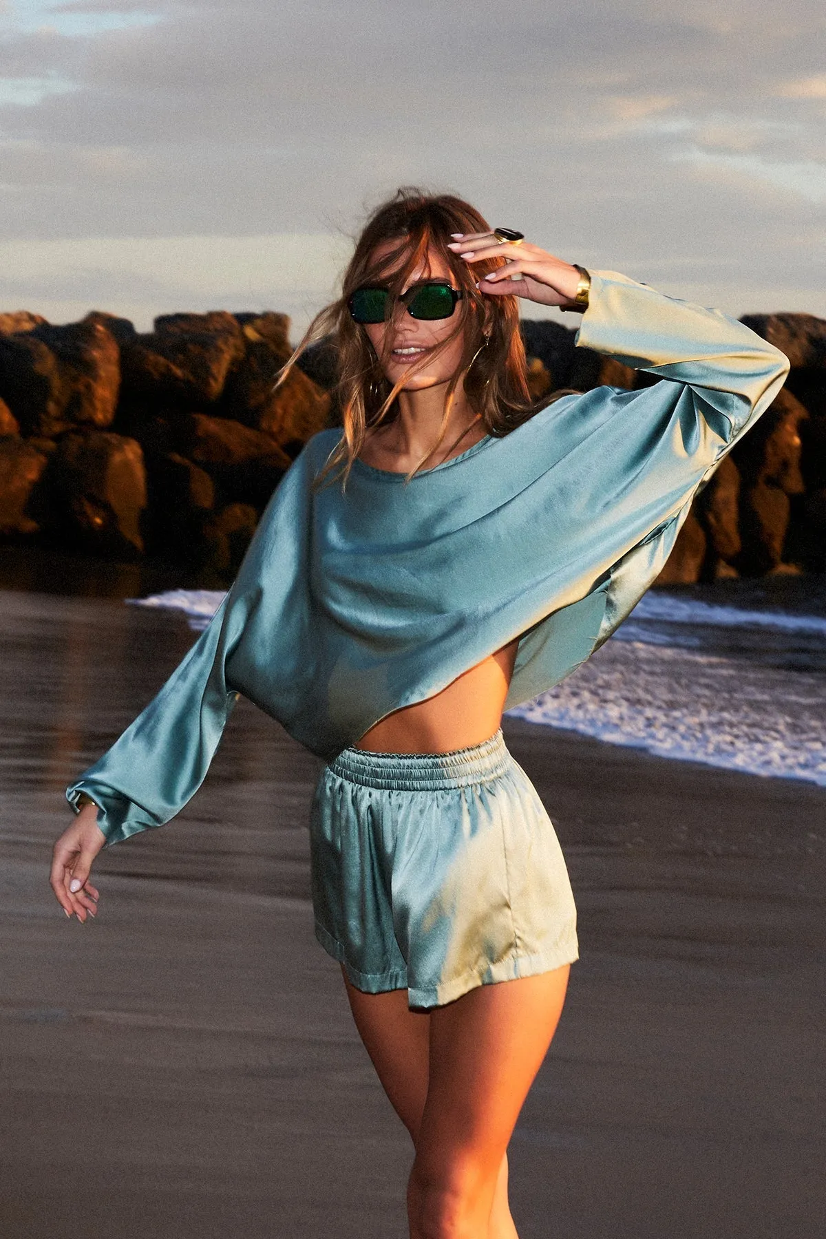   Beryll Awar Silk Shorts | Mint