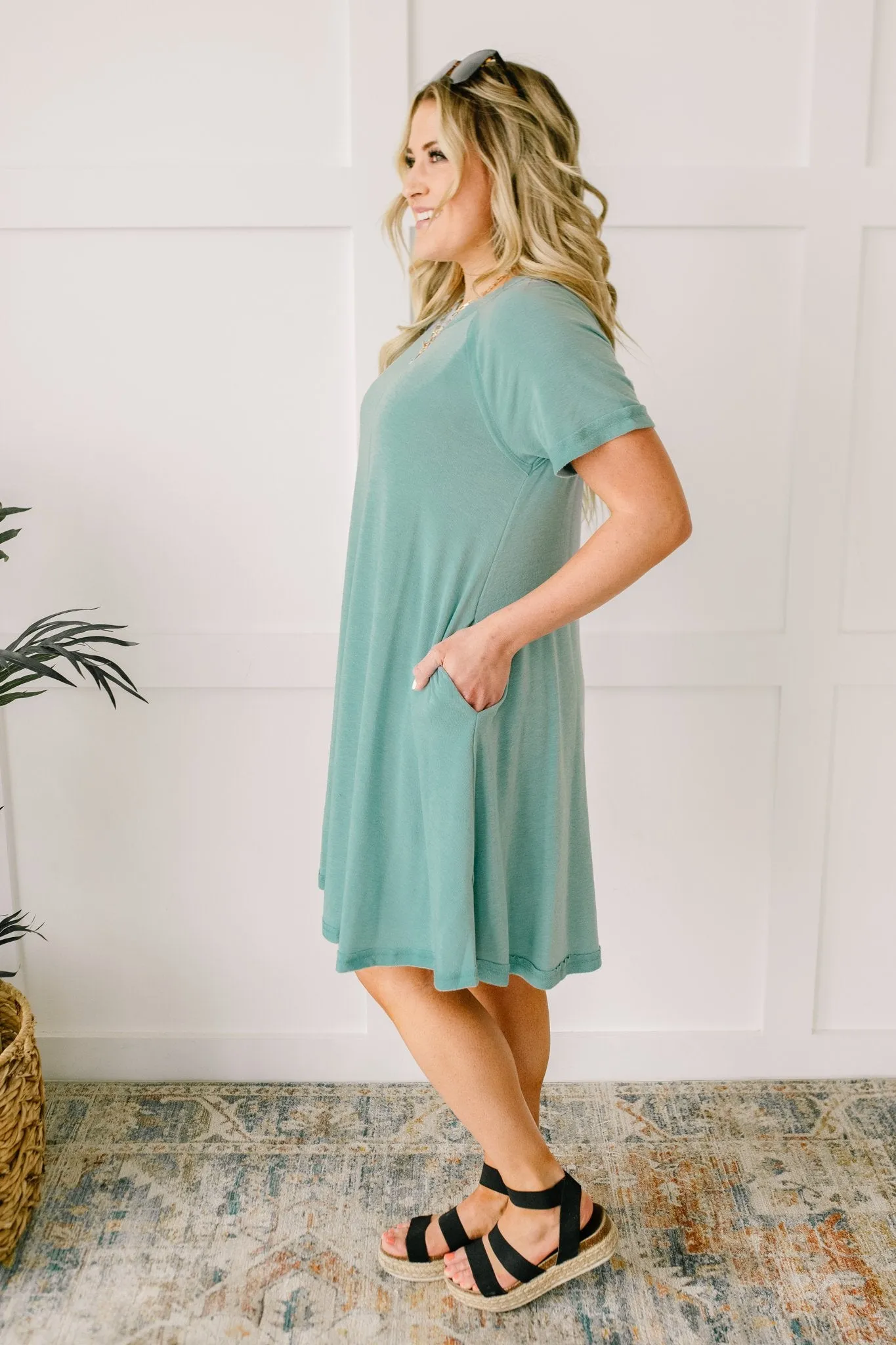 Best Of The Basic Tee Shirt Dress in Mint