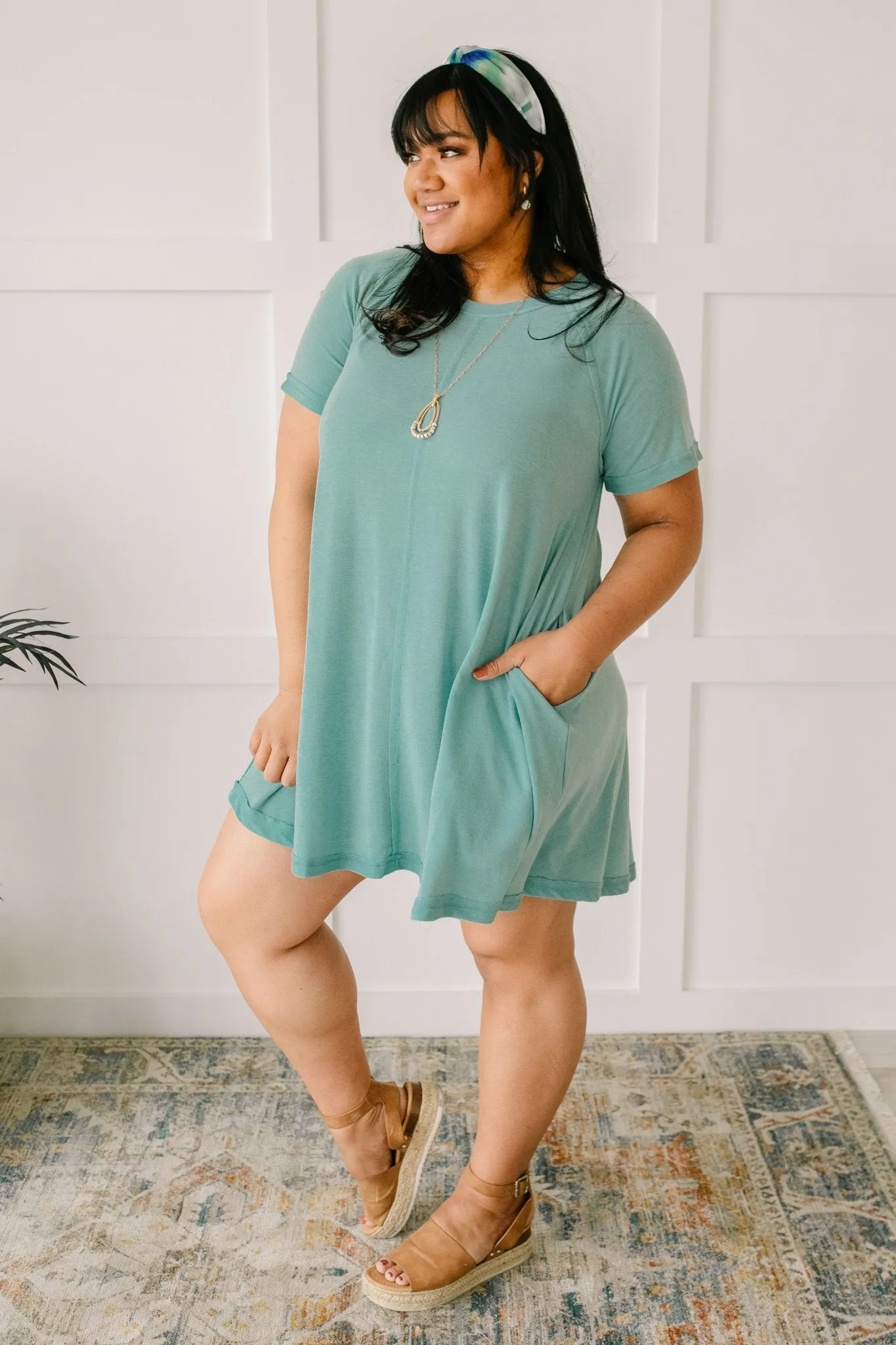 Best Of The Basic Tee Shirt Dress in Mint