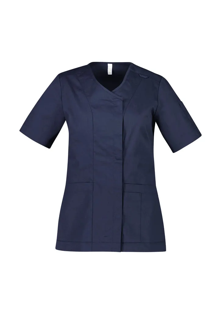 Biz Care Parks Womens Zip Front Crossover Scrub Top (CST240LS)