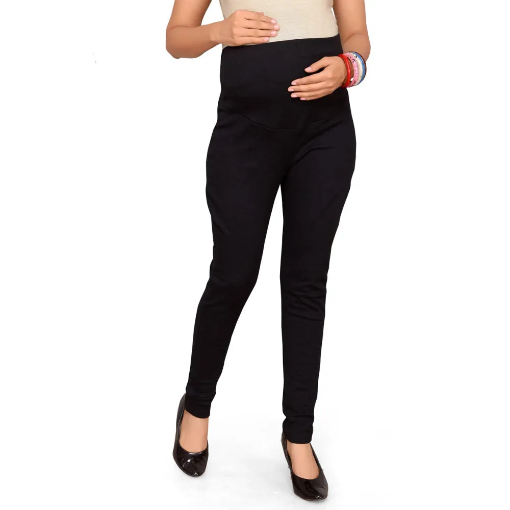 Black & Blue Melange Stretchable Maternity Leggings