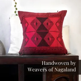 Black & Red Patterned Handwoven Cushion Cover