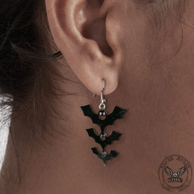 Black Bat Design Acrylic Earrings