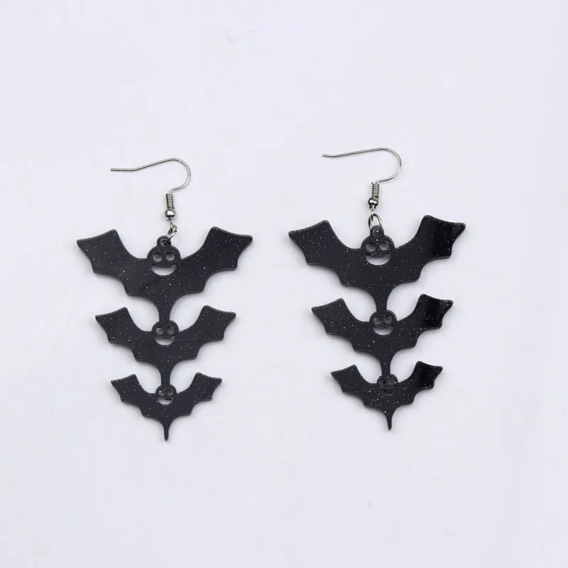 Black Bat Design Acrylic Earrings