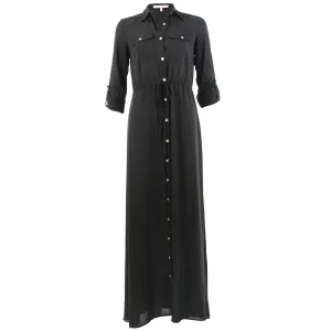 Black Drawstring Maxi Shirtdress