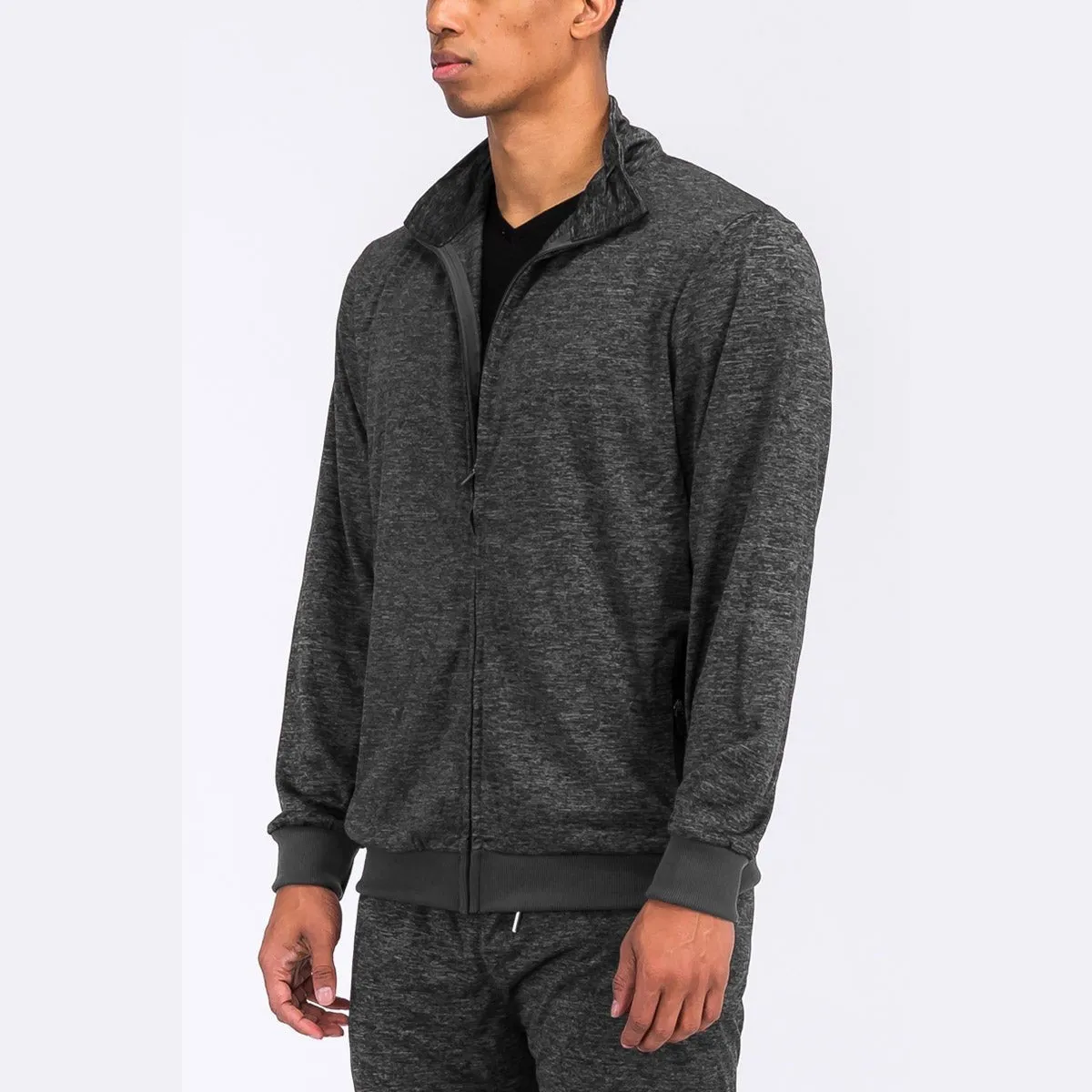 Black Marbled Lightweight Active Track Jacket