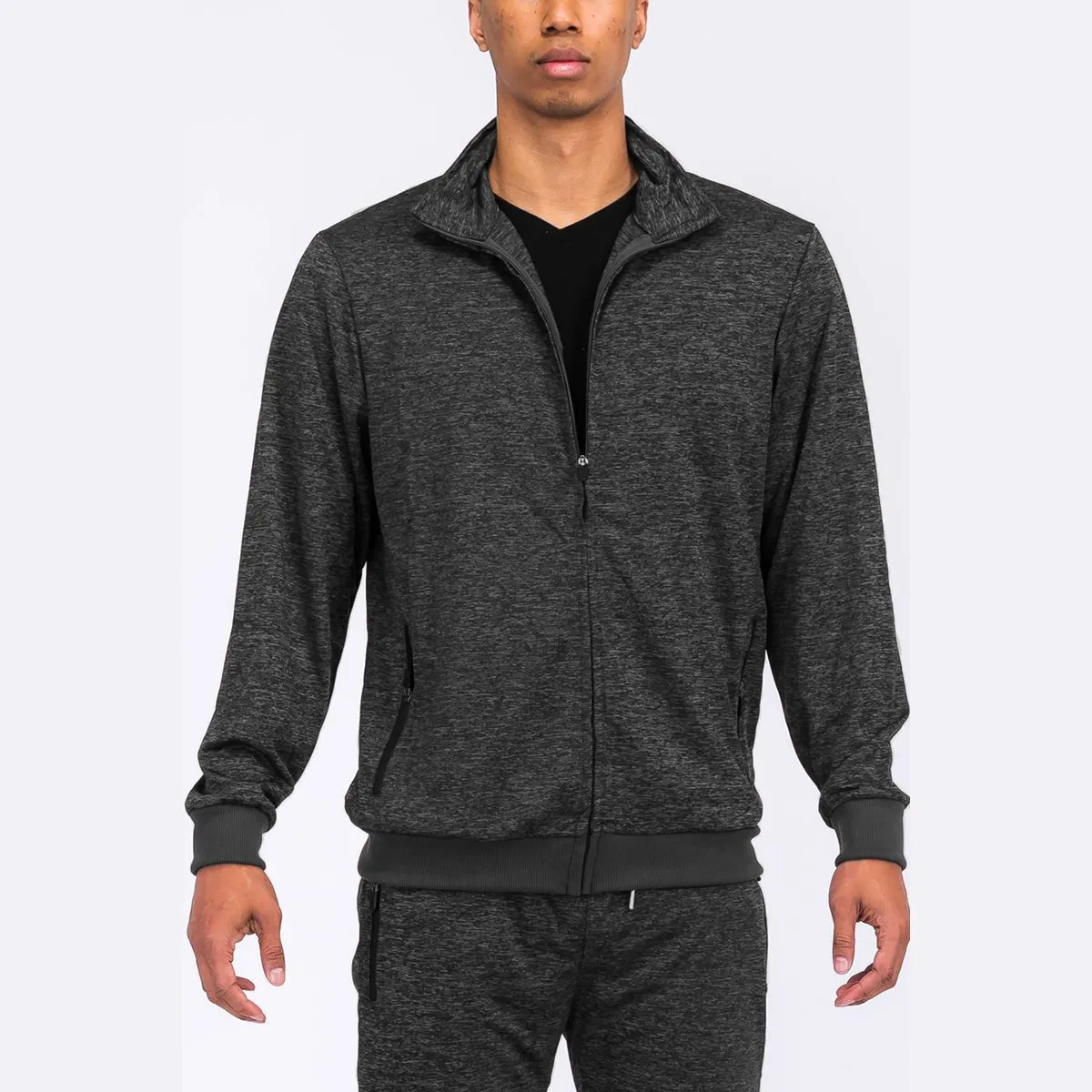 Black Marbled Lightweight Active Track Jacket