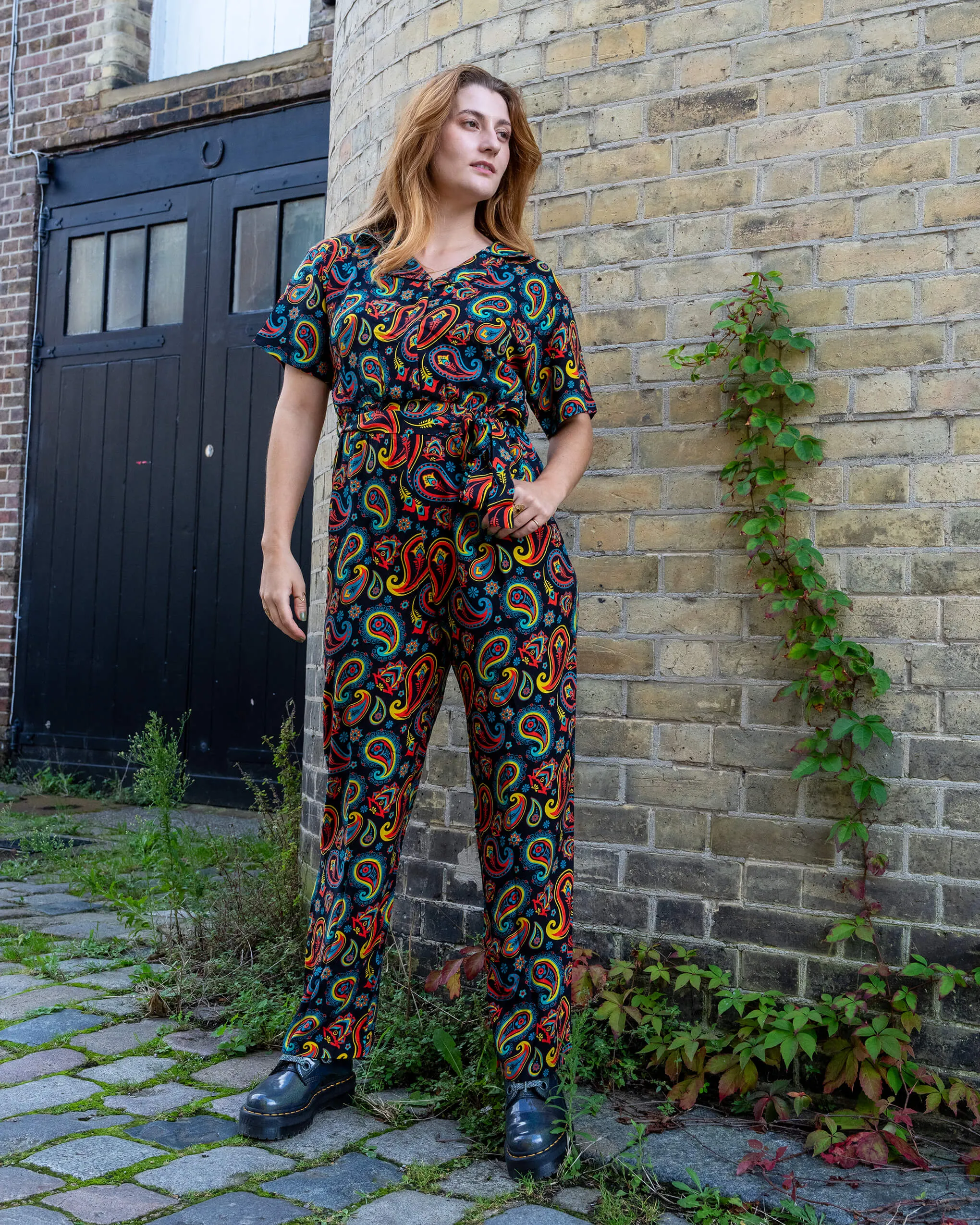 Black Paisley Rayon Jumpsuit