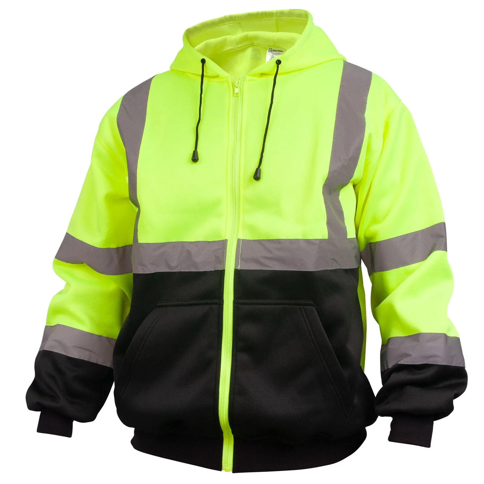 Black Stallion Hi-Vis Class 3 Poly Fleece Full-Zip Hooded Sweatshirt Non Fr - JS3050-LB