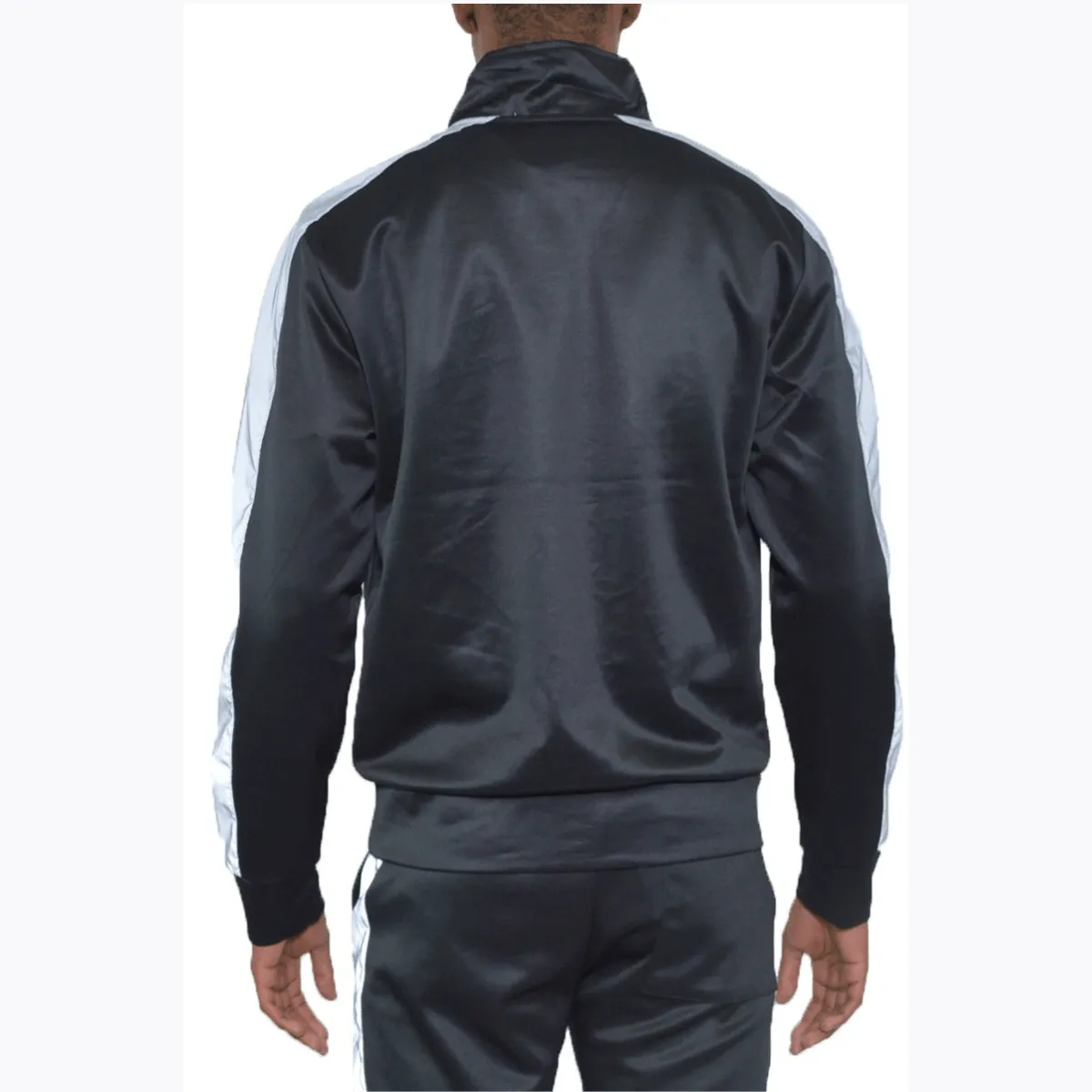 Black Track Jacket with Single Stripe