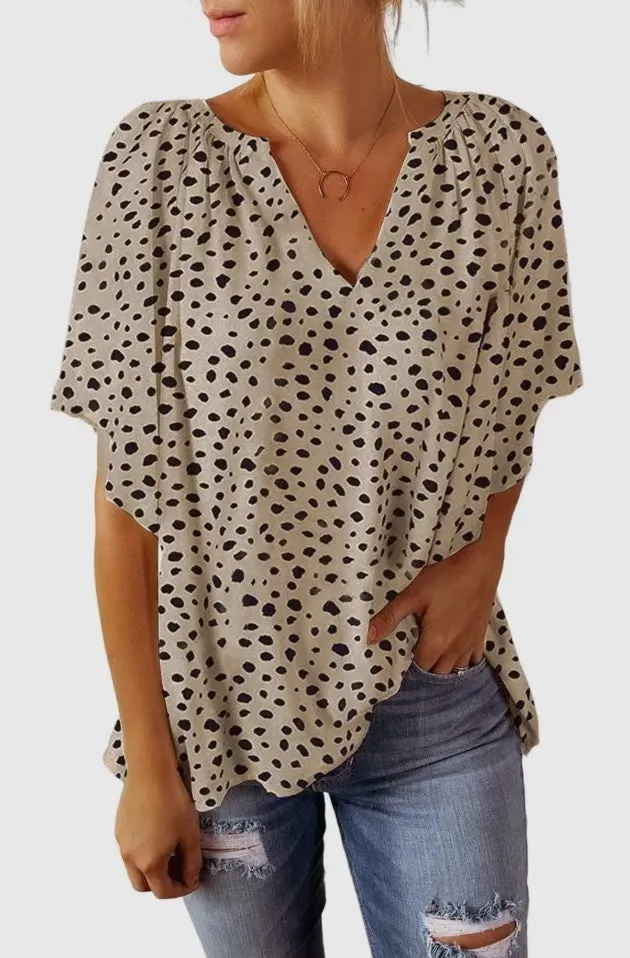 Blouse - Smooth Leopard Drape Top