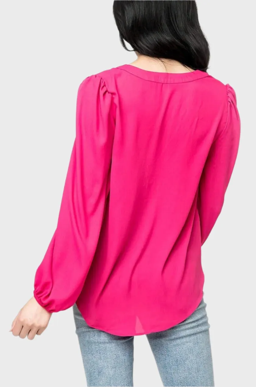 Blouson Sleeve V-Neck Blouse